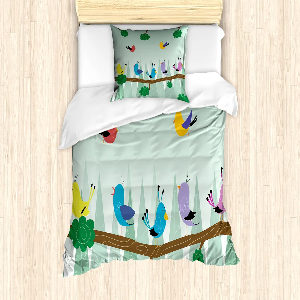 Set Letto Singolo Uccellini ABAKUHAUS - Copripiumino Ipoallergenico