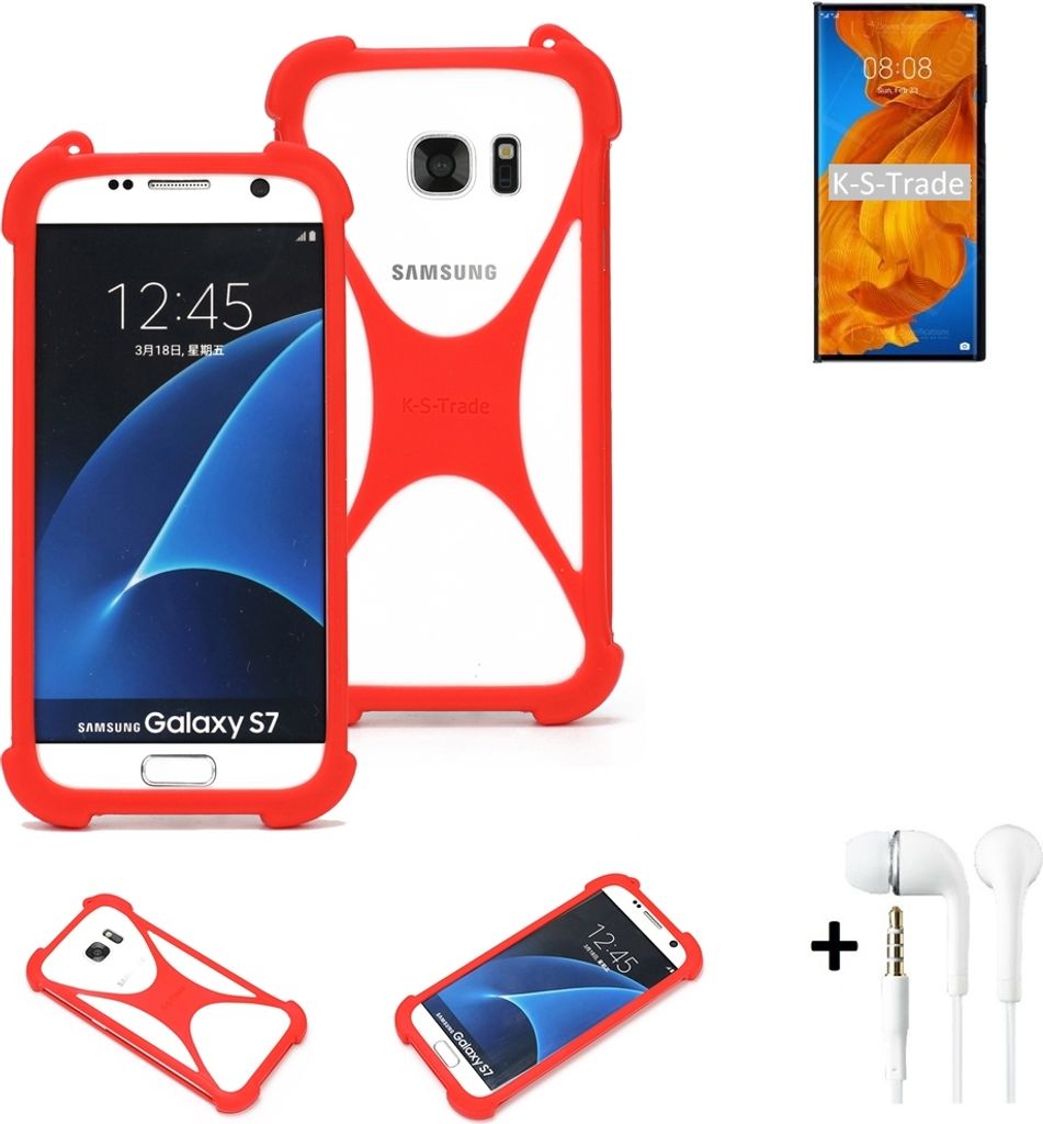 Handy-hülle + Kopfhörer kompatibel mit Huawei Mate Xs Schutz-hülle Bumper Silikon Schutz Hülle Cover Case Silikoncase Silikonbumper TPU Softcase