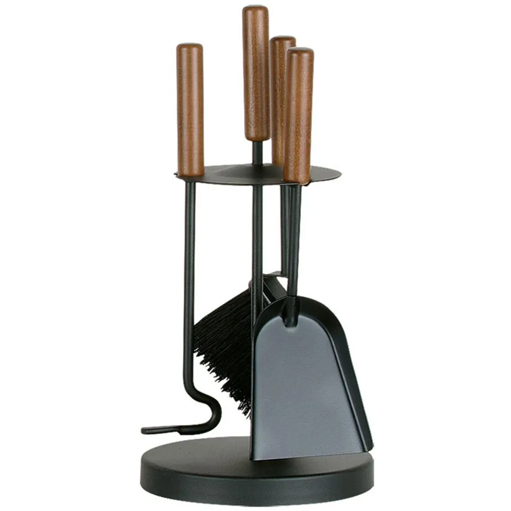 Set Camino 4 Pezzi con Manici in Legno - Kit Accessori Nero Opaco