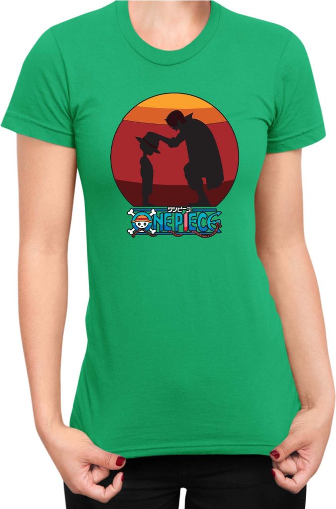 Damen T-Shirt Japan Anime Manga One Manga Piece Anime 13 Monkey Sunshine, Lady M / Grün