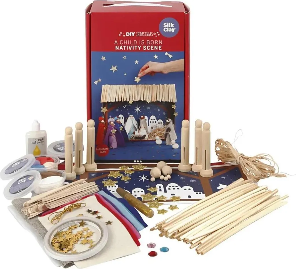 Crèche de Noël Facile à Monter : Kit de Bricolage Complet sans Colle