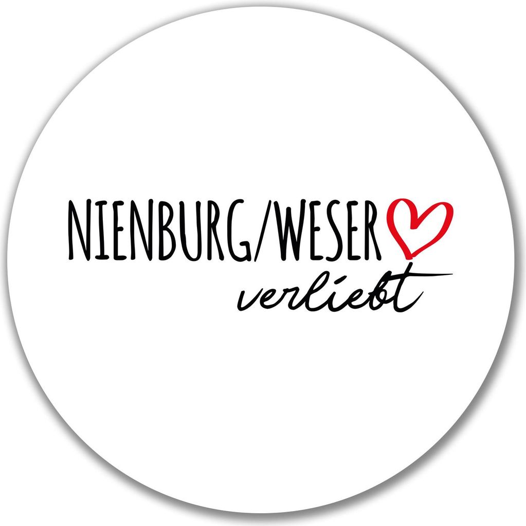 Huuraa Aufkleber Nienburg/Weser verliebt 10cm rund Sticker Geschenkidee