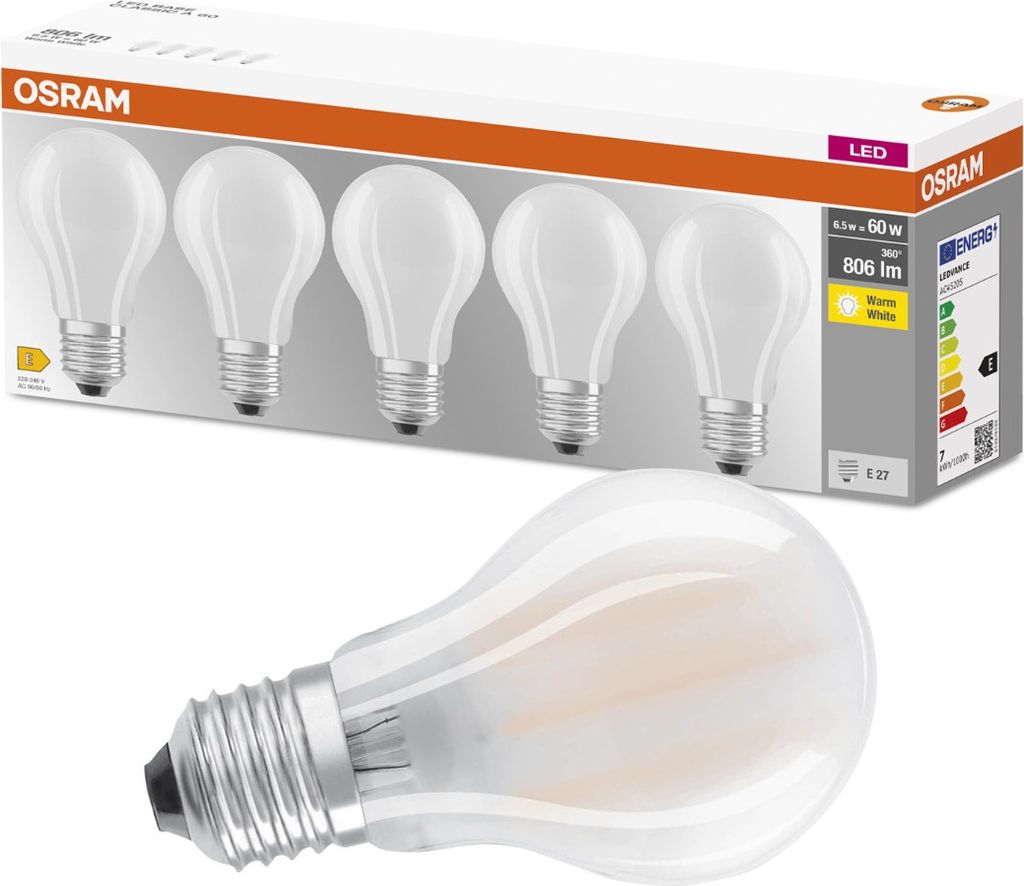 Úsporná žiarovka Osram Base Classic A Teplá biela 2700 K 7 Obrázok produktu 