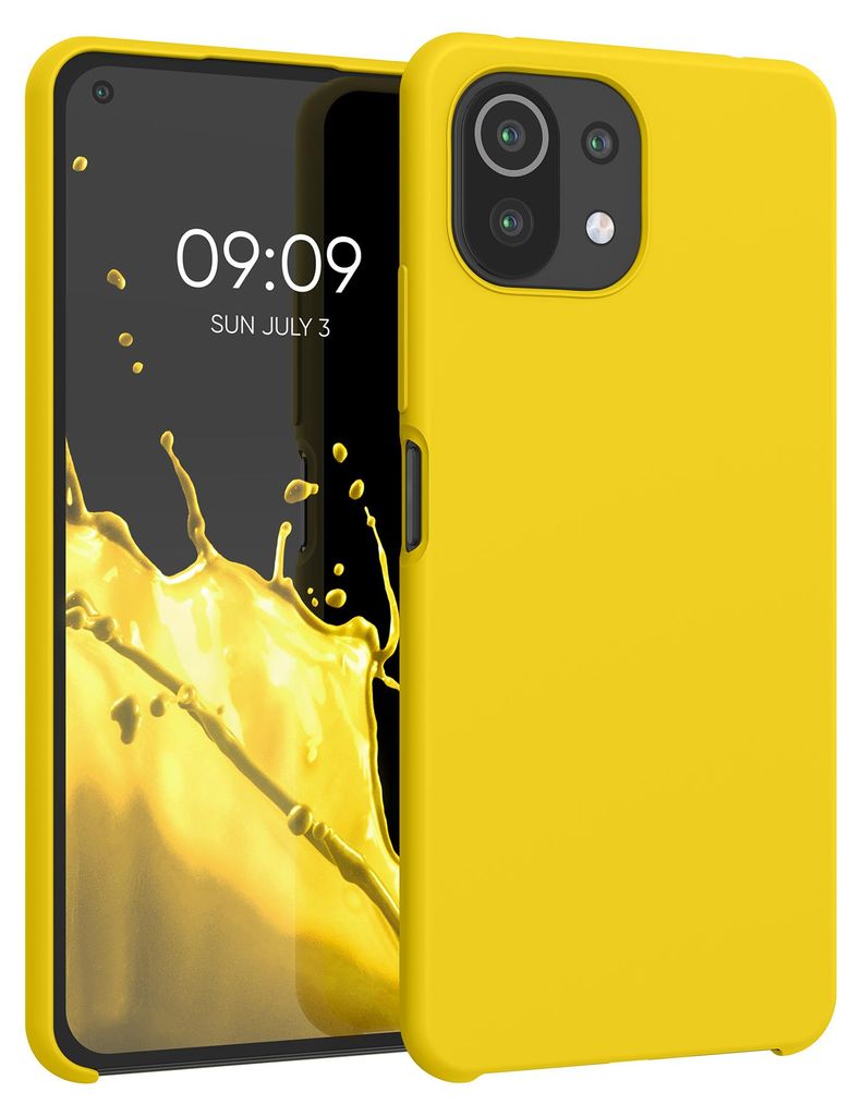 kwmobile Handyhülle für Xiaomi 11 Lite (5G) NE / Mi 11 Lite (5G) Hülle - Case Silikon - Kabelloses Laden - Schutzhülle Cover in Strahlend Gelb