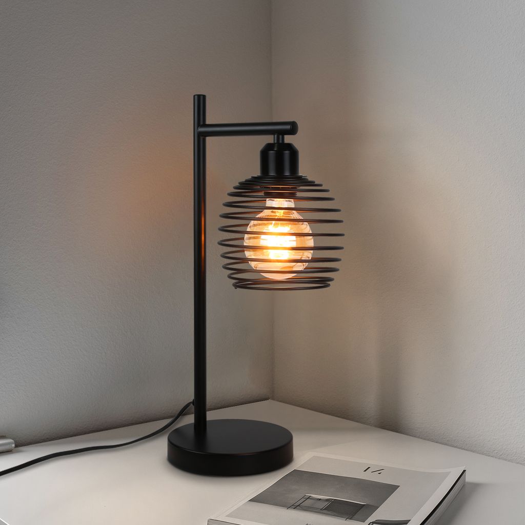 NETTLIFE Lampada da tavolo lampada da comodino vintage retrò industriale lampada da tavolo da soggiorno in metallo nero oro E14 senza lampadina | Leroy Merlin