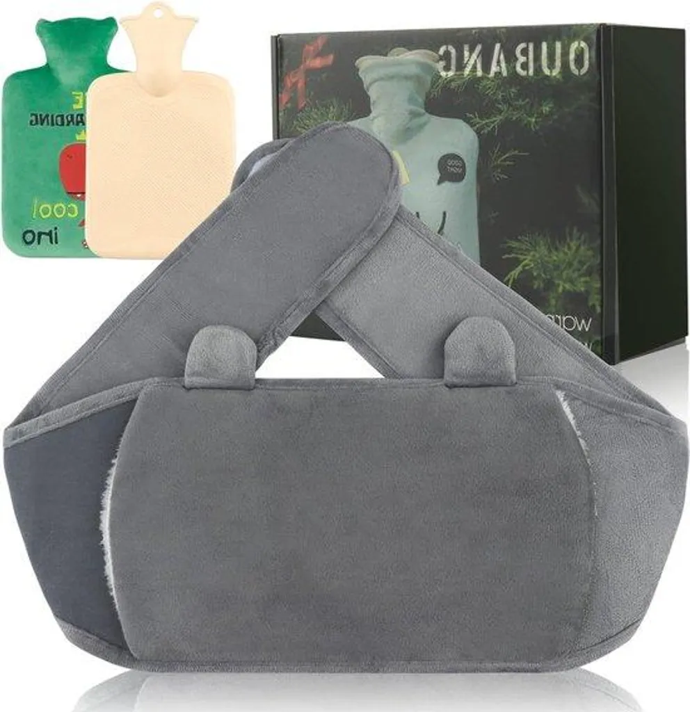 Bouillotte 1L gris-vert contre les mains froides et maux de ventre