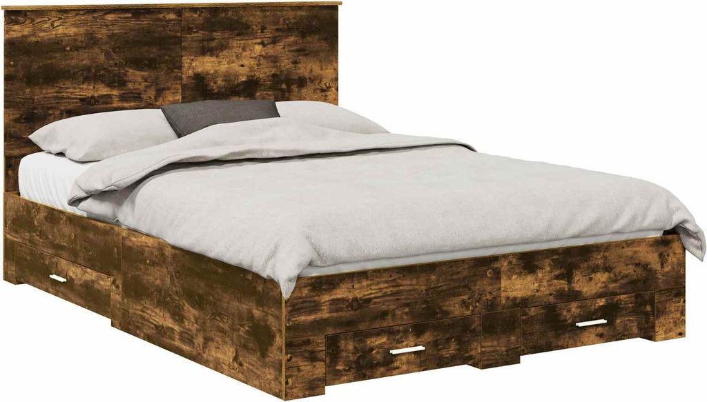 vidaXL Bettrahmen Geräucherte Eiche 140 x 200 cm Holzwerkstoff