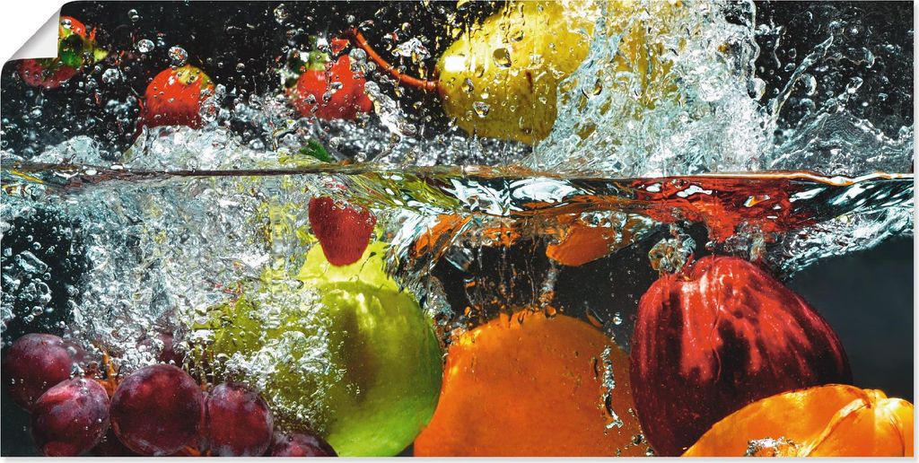 ARTland Poster Spritzendes Obst auf dem Wasser Größe: 150x75 cm