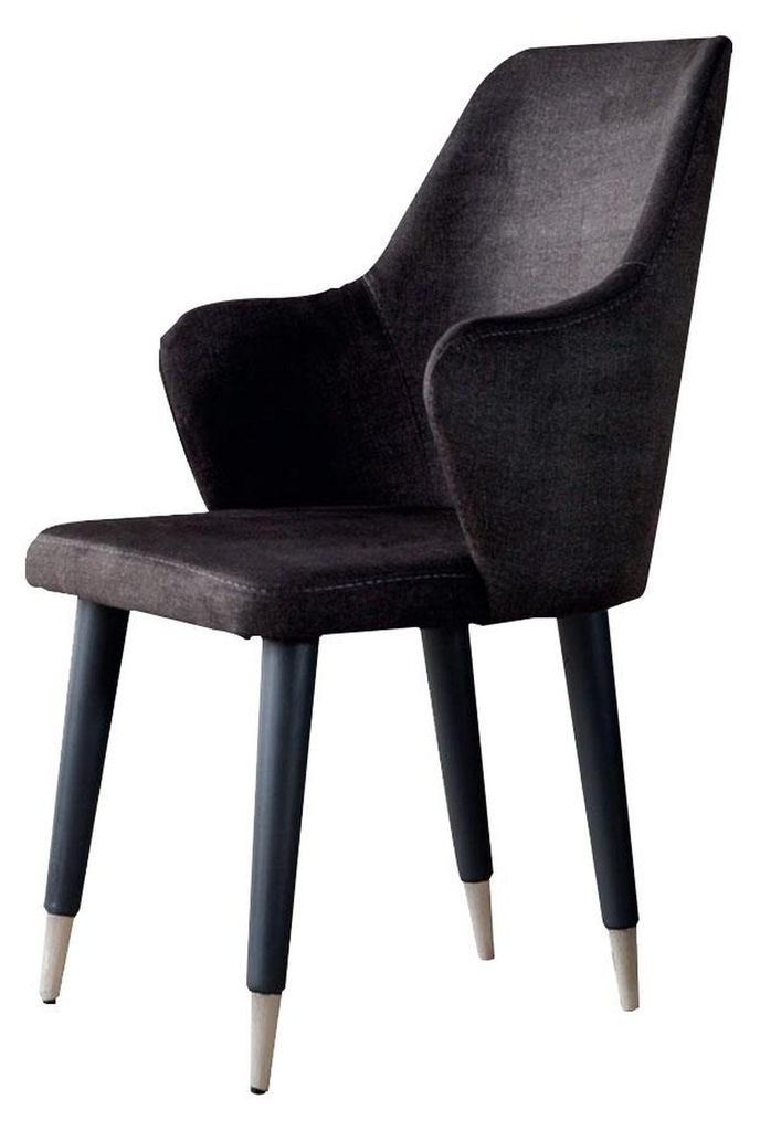 Graues Esszimmer Stuhl-Set Designer Polsterstühle 6tlg. Textil Stühle