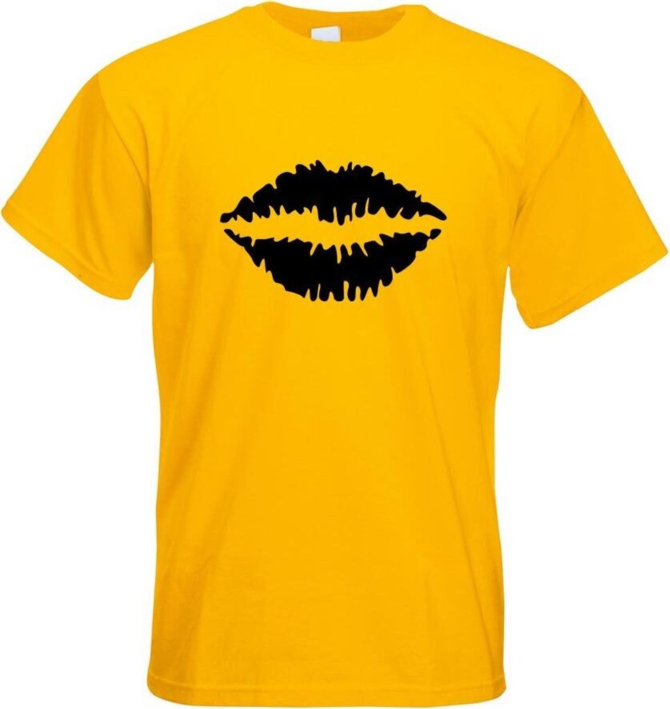 Kiwistar - T-Shirt - gelb - Kussmund Motiv2 Motiv Bedruckt Funshirt Design Print - mit Motiv Bedruckt - Funshirt Design - Sport - Freizeit - Herren...