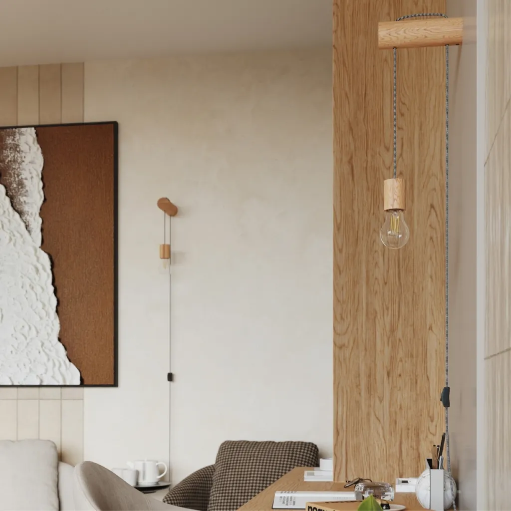 Applique NIMBI E27 Sollux: Design Minimal in Legno 55cm con Switch - 13