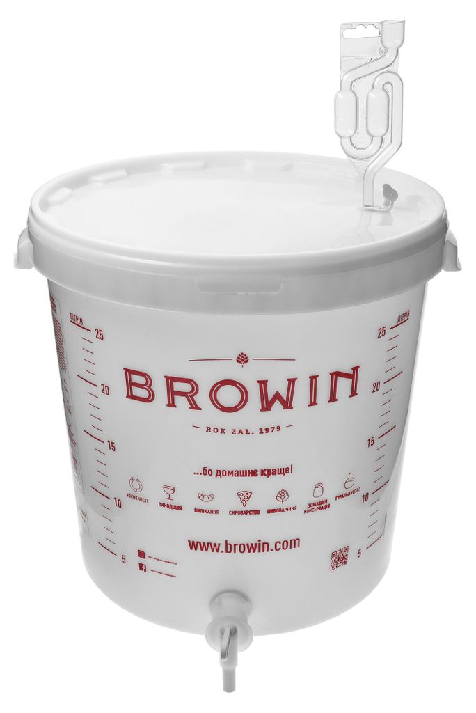 Browin Gärbehälter 30 L Mit Etikett, Ablasshahn Und Produktbild 