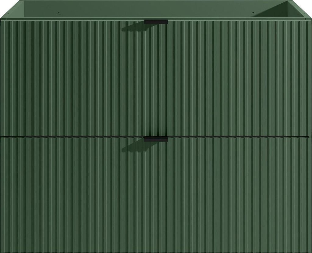 Waschbeckenunterschrank hängend - Streifenoptik - Grün matt Produktbild 
