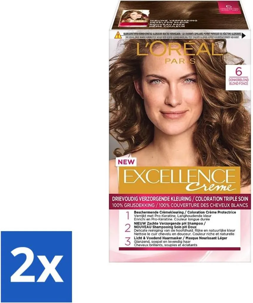 L'Oréal Excellence 6 Biondo Scuro Duo Pack - Colore Perfetto e Risparmio