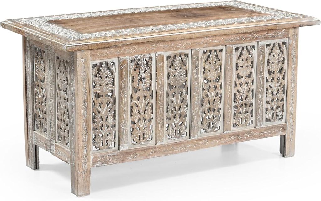 iAnanas salontafel van mangohout, wit geschilderd, met Productafbeelding 