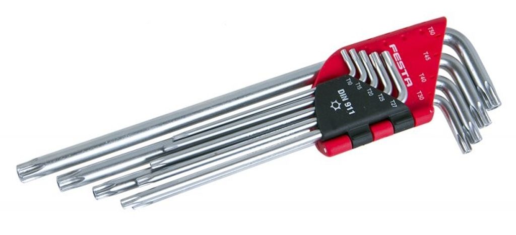 Innensechskantschlüssel-Satz Torx 9-teilig 1.5-10mm aus Chrom-Vanadium-Stahl, gehärtet, im Koffer