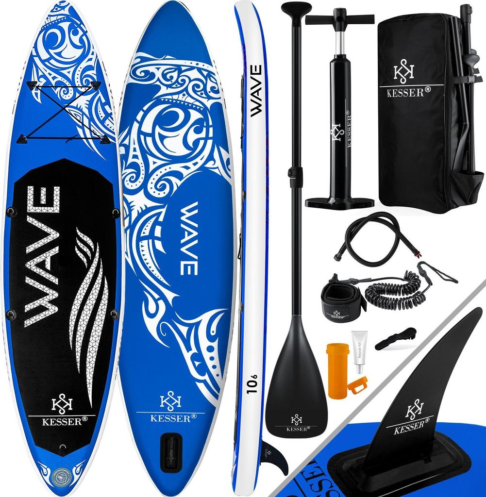 KESSER Aufblasbares SUP Board Set Stand Up Paddle Board Premium Surfboard Wassersport | 6 Zoll Dick | Komplettes Zubehör | 130kg