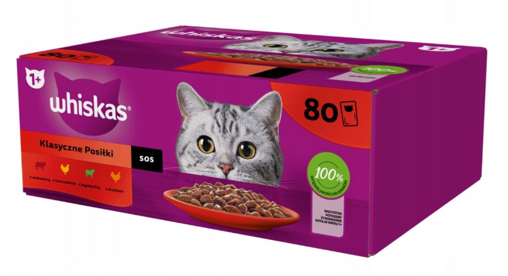 Whiskas Klasyczne Posiłki (1+) - mokra karma dla dorosłych Zdjęcie produktu 