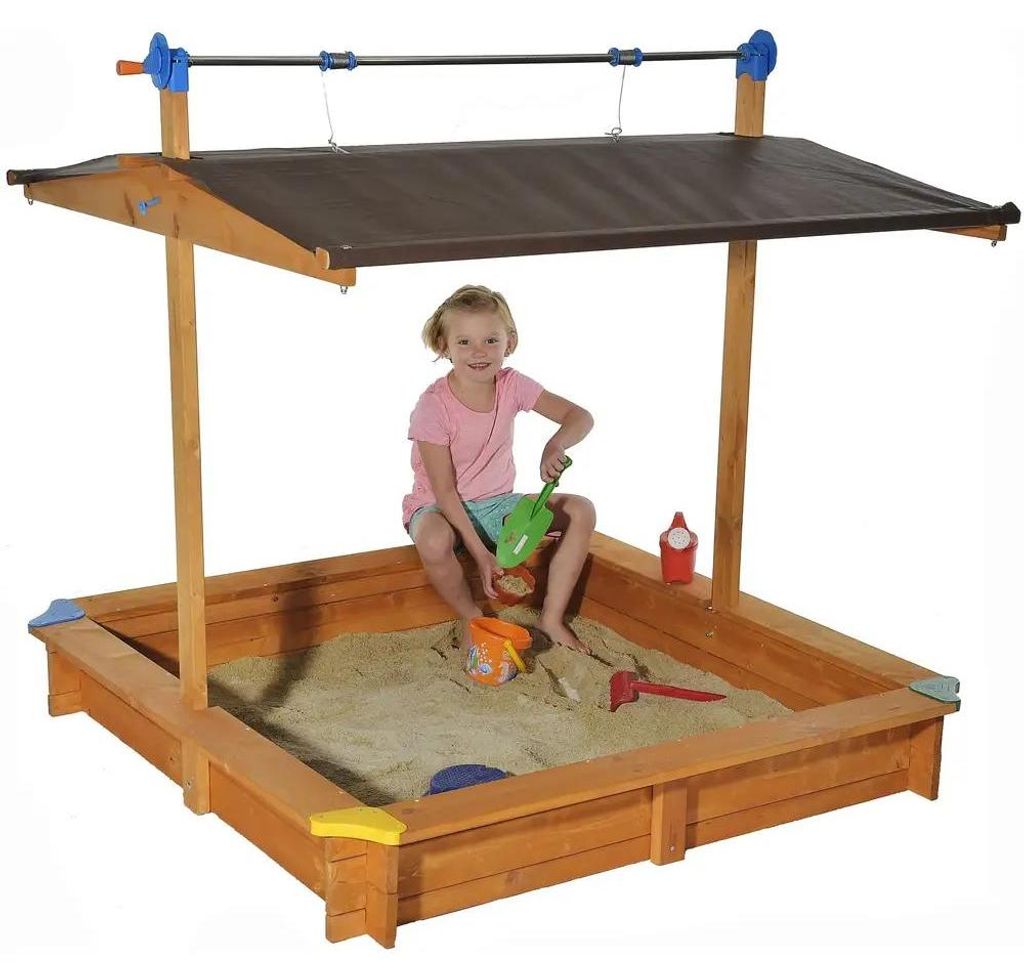 Drewniana piaskownica GASPO 140 x 140 cm ze składanym Zdjęcie produktu 