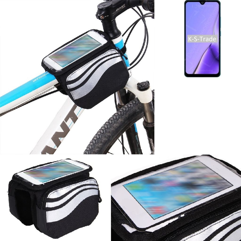 K-S-Trade Rahmentasche Fahrrad-Halterung kompatibel mit Cubot Note 7 Rahmenhalterung Fahrrad Handyhalterung Fahrradtasche Handy Smartphone Halterung