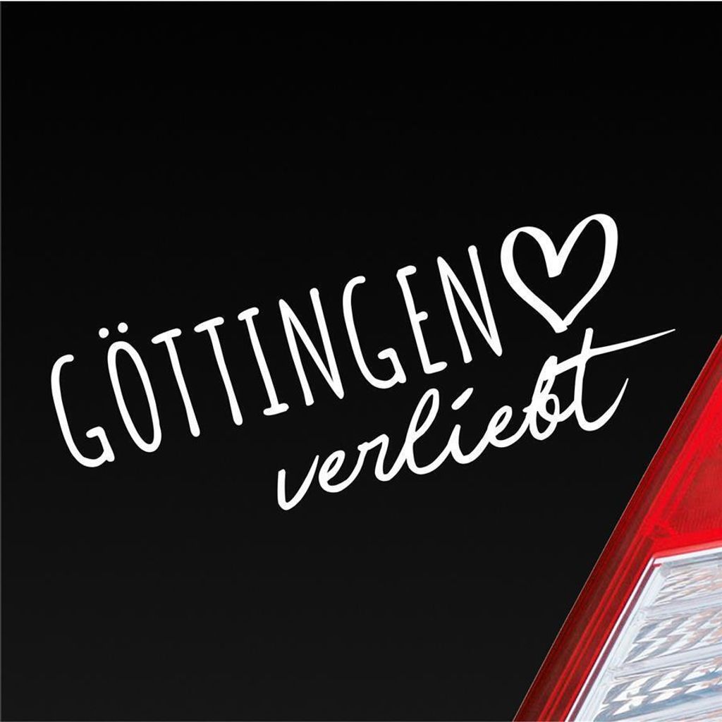 Auto Aufkleber Göttingen verliebt Herz Stadt Heimat Liebe Car 19x7 cm Weiss Glanz Sticker Heckscheibenaufkleber
