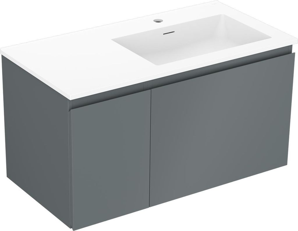 Mexen Orio Badezimmer-Unterschrank 90 cm mit Waschbecken Vela, 2 Schubladen, weiß glänzend - 91A10-09047-2-BFF00-W23M00