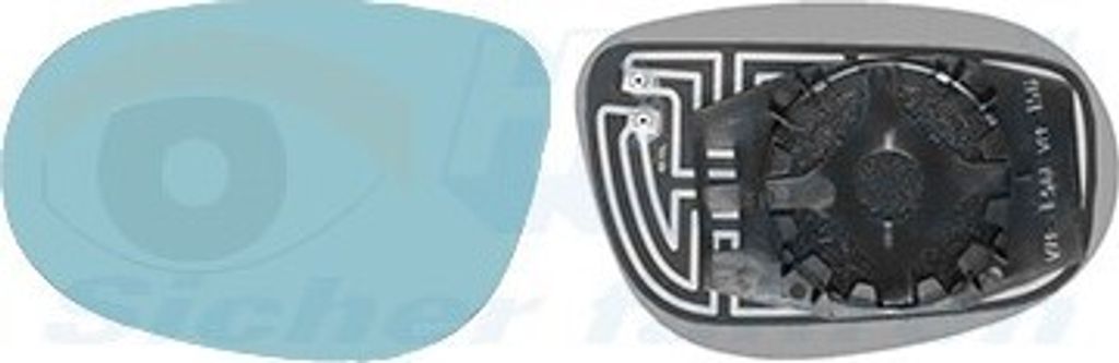 VAN WEZEL Spiegelglas Außenspiegel Rechts für FIAT BRAVO II (198) Blau Getönt Konvex Beheizbar 1629838