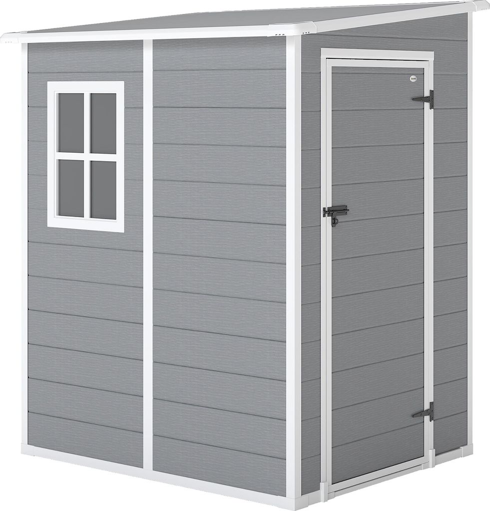 Aluminium Geräteschuppen 122x149x192cm mit Türschloss, Fenster für Belüftung, Grau | Gartenhaus, Werkzeugschuppen, Wetterfest