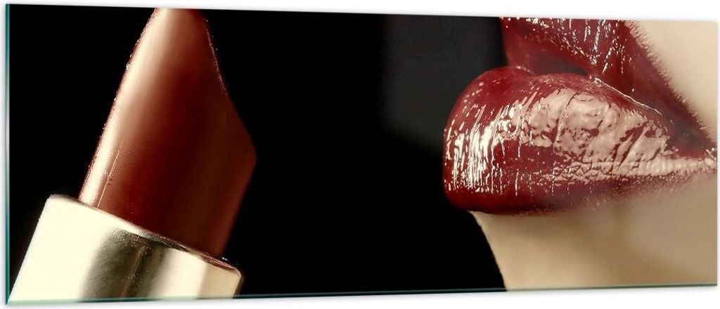 Bilder auf glas - Frau rote Lippen Lippenstift Gesicht - 140x50cm - Glasbilder - Wandbilder - Kunstdruck - Wanddekoration aus Glas - Glas Bilder - ...