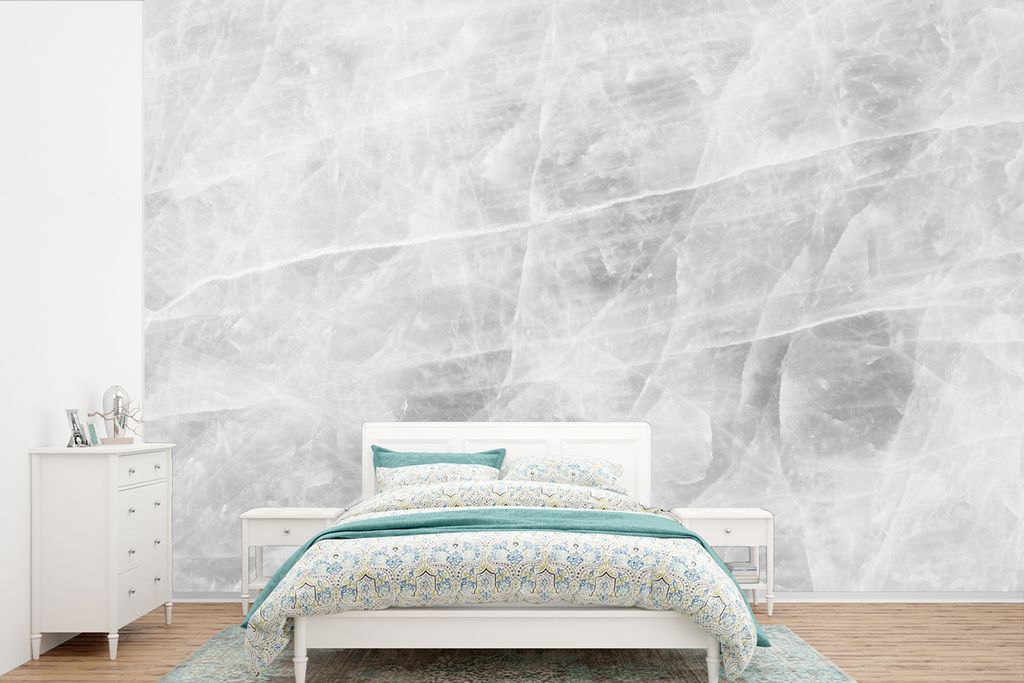 MuchoWow Fototapete für Wohnzimmer oder Schlafzimmer Wandtapete Vinyl Motivtapete Marmor - Stein - Weiß - Luxus - Marmoroptik - 390x260 cm - Pa...