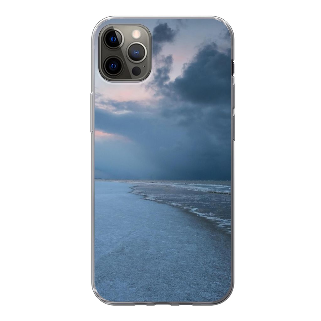 MuchoWow Handyhülle Schutzhülle Hülle für iPhone 12 Pro Max Nordsee - Sturm - Wasser Silikon Softcase Handy Hülle - Hartschale