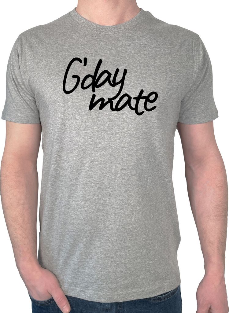 Huuraa Herren T-Shirt G`day mate Spruch S Sport Grey Bio Baumwolle Fairtrade Herrenshirt Geschenkidee