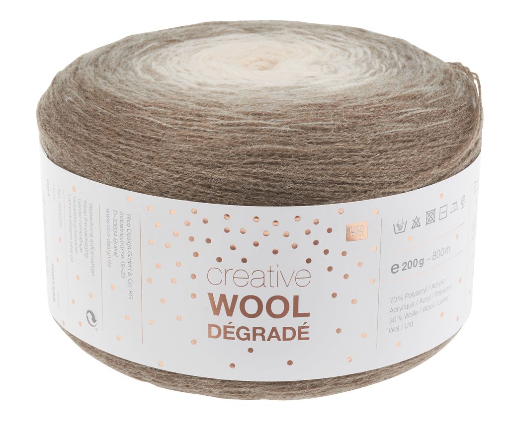 Rico Design Creative Wool Dégradé 800m 200g Strickgarn Farbverlauf Wolle Natur