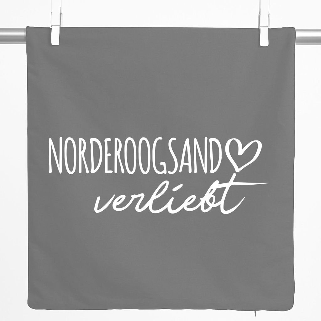 Huuraa Kissenbezug Norderoogsand verliebt 40x40cm Steel Grey Baumwolle Dekokissenbezug Geschenkidee