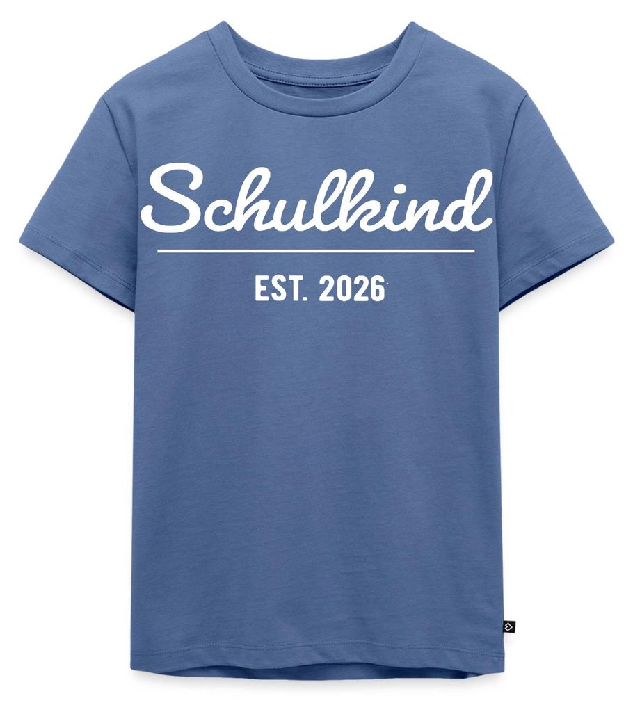 Spreadshirt Schulkind Est. 2026 Einschulung Geschenk Kinder Premium T-Shirt, 122/128 (6 Jahre), Taubenblau
