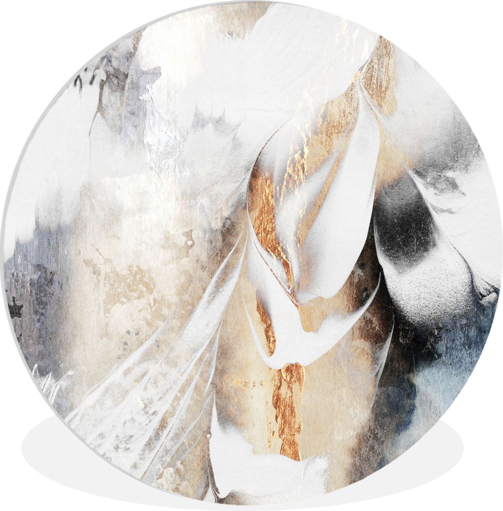 MuchoWow Rundes Wandbild - Runde Bilder Abstrakt - Gold - Design - Luxe Ø 60 cm Kreis Wanddekoration Kunststoff - Wandkreis - Wandschmuck - Wand...