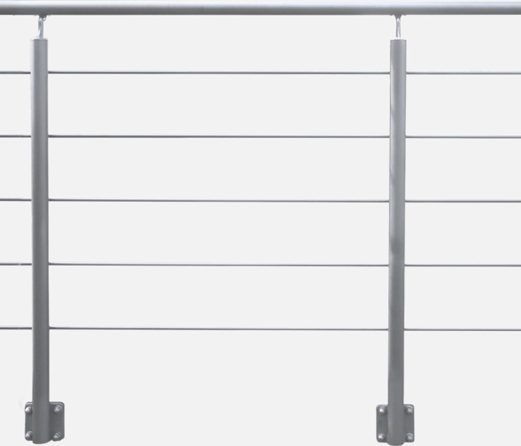 OPALU - montagefertiges Geländerset 2m aus Aluminium Farbe alu Seitliche Befestigung