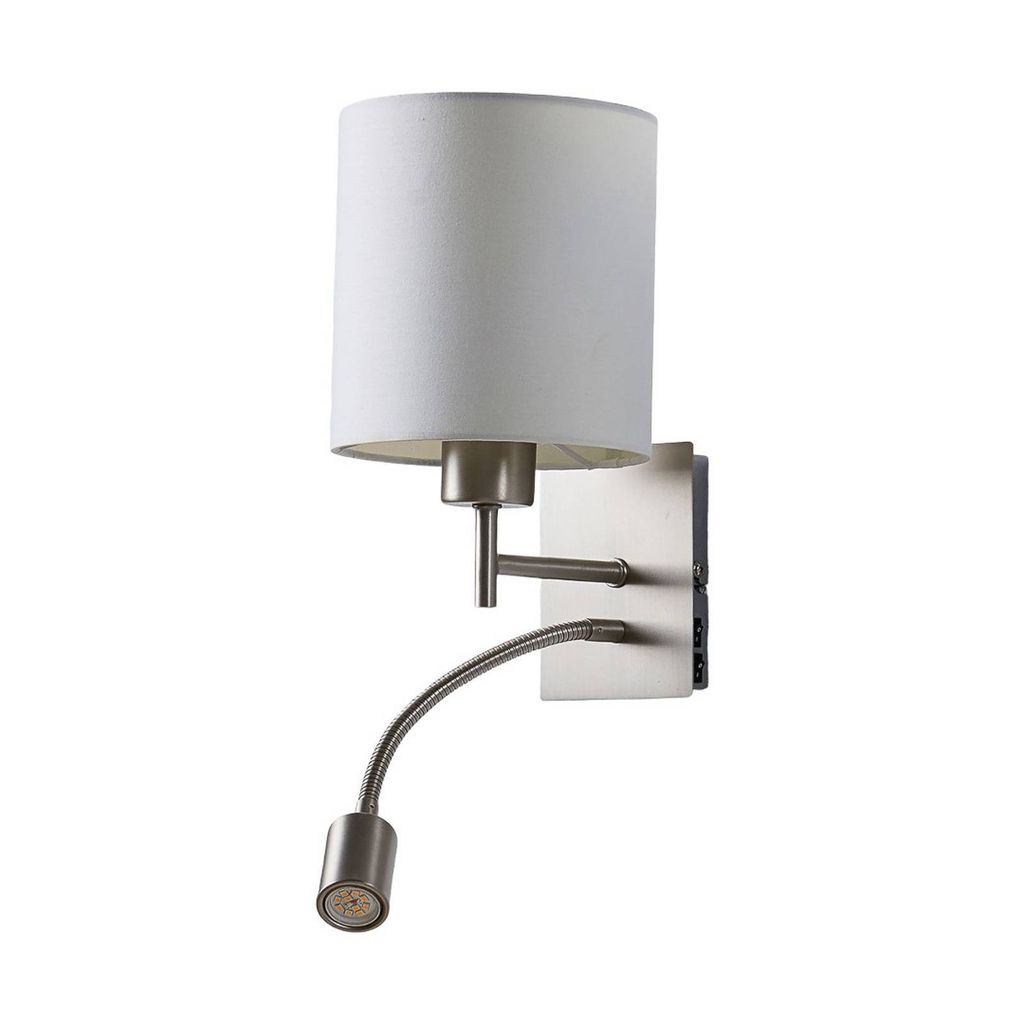 Lindby Wandlampe Camilo, nickelfarben, LED-Leselampe, E27