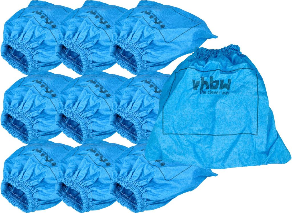 vhbw 10x Textilfilter kompatibel mit Güde NTS 1250 K Staubsauger, Nass-/Trockensauger - Stoffbeutel, Abwaschbar Blau