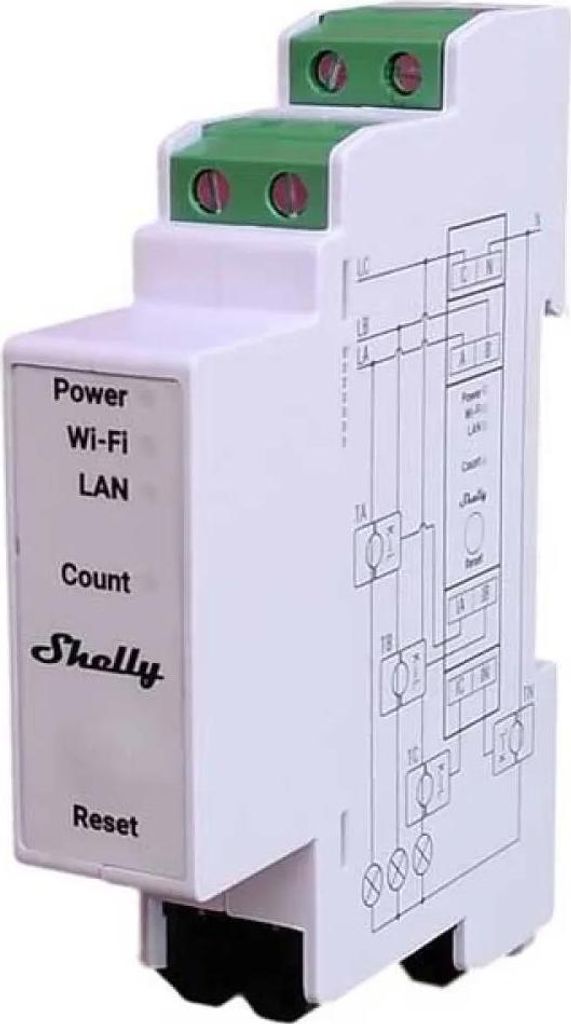 Shelly Pro 3EM, AC, 120 A, 50 - 60 Hz, 94 mm, 19 mm, 69 mm Produktbild 