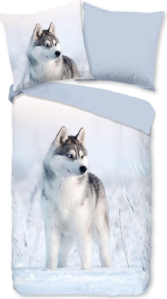 JACK Renforcé Bettwäsche 2 tlg. 135x200cm Arctic Dreams Husky Blue Eyes Winter