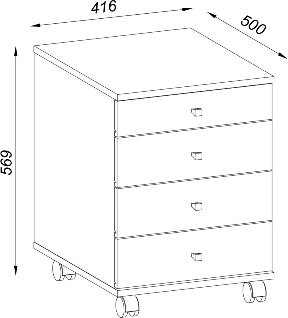 Petit meuble de bureau pour rangement documents 4 tiroirs chêne Sonoma - 5
