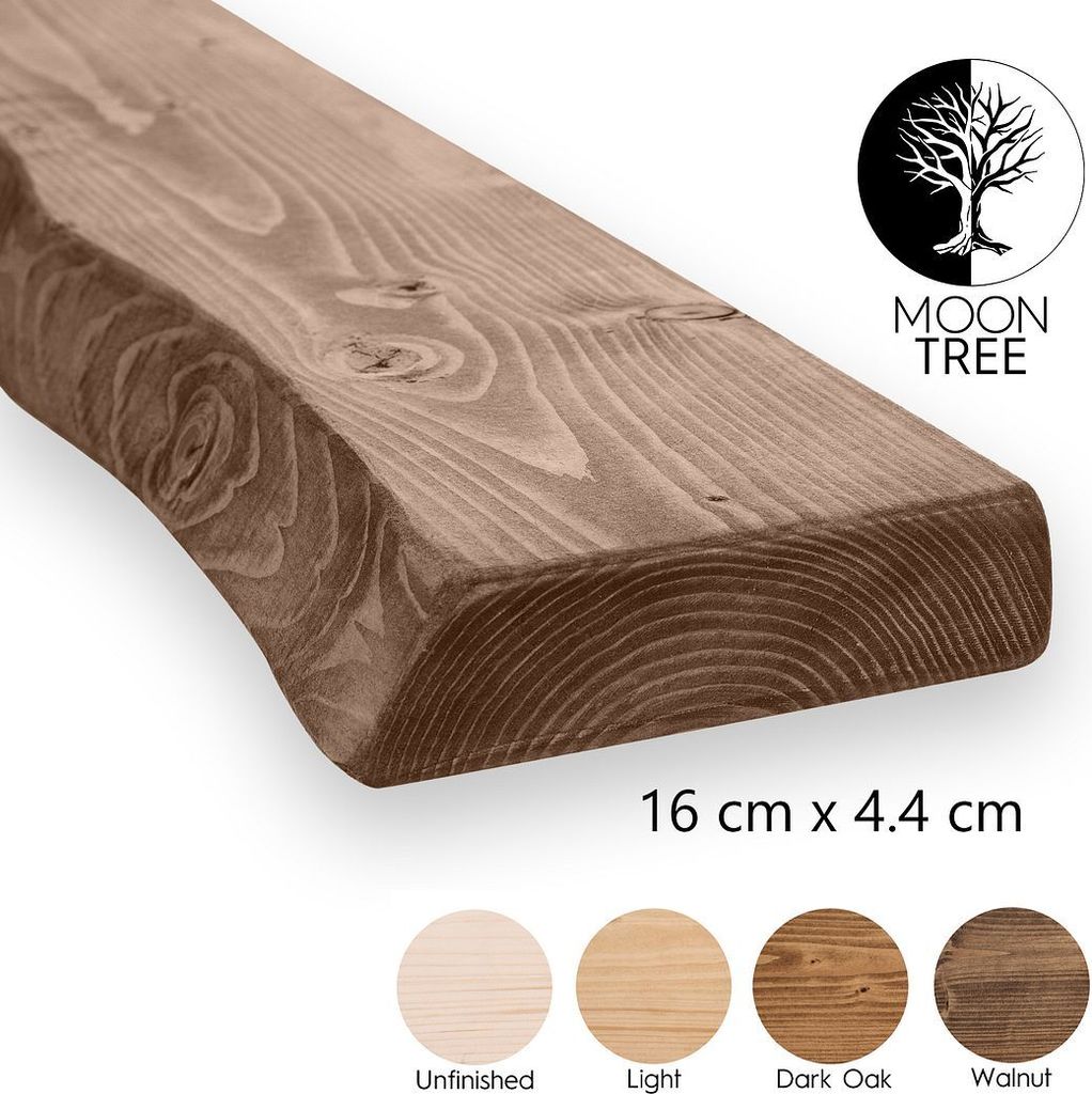 MoonTree | rustikales Wandregal aus Holz Kiruna, 170cmx16cmx4.4cm, Walnut | Hängeregal, Regalboden, Wandregal Holz für Wohnzimmer, Küche & Flur