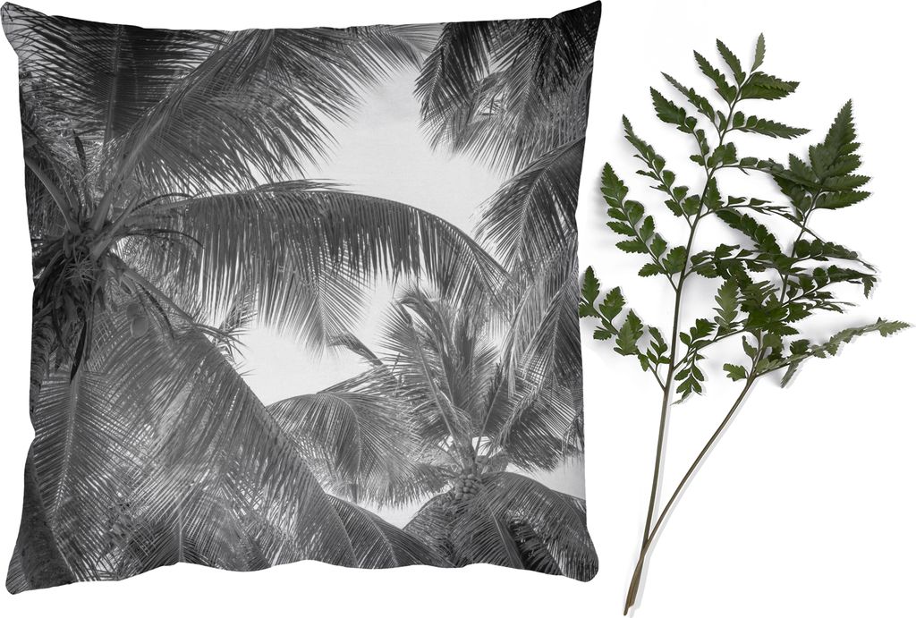 MuchoWow Zierkissen Sofakissen Wohnzimmer Dekokissen 50x50 cm Palmwedel - Vintage - Natur - Komfort - Sofakissen