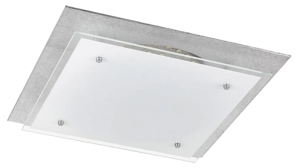 Plafonnier June 42cm argenté verre blanc pour une lumière sans ombre
