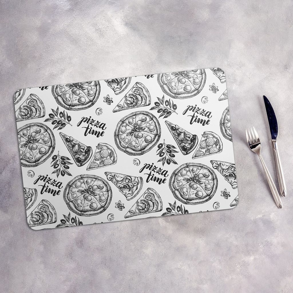 Tischset 6x45x30 cm + 6x10fi cm Platzset Tischmatte Platzmatte Untersetzer - Pizza Italienische Küche