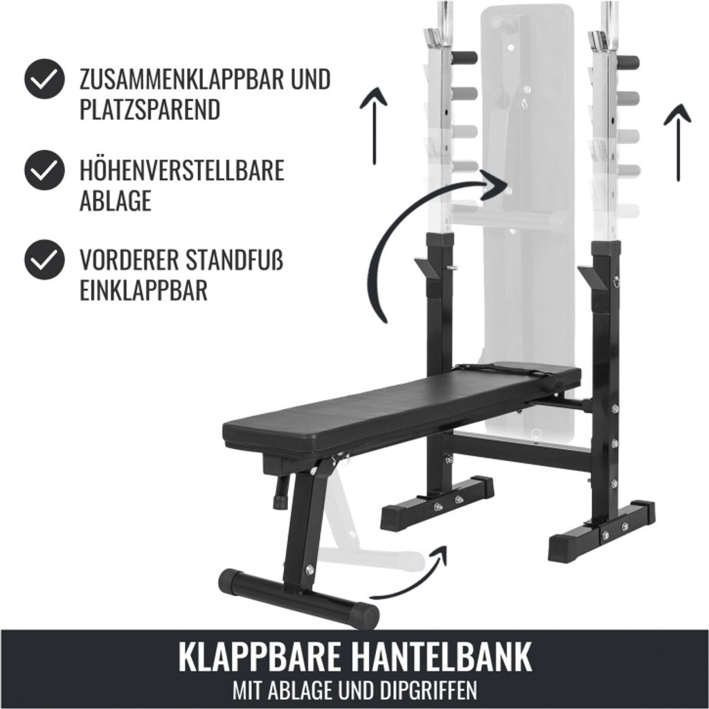 GORILLA SPORTS® Hantelbank Klappbar Schrägbank Flachbank Trainingsbank  Fitness