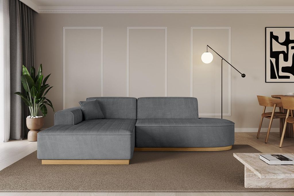 ALTDECOR Ecksofa in L-Form IREA-L1-v2 232x165x80 cm Dunkelgrau Corner Sofa Eckcouch Couch Wohnlandschaft Cauchsofa