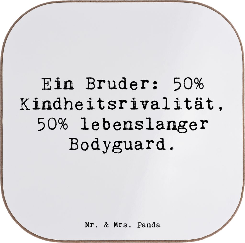 Mr. & Mrs. Panda Untersetzer für Gläser Spruch Bruder Bodyguard - Weiß - Geschenk, handgemacht, Familie, Familienbande, Bruderherz, Großer, Dan...