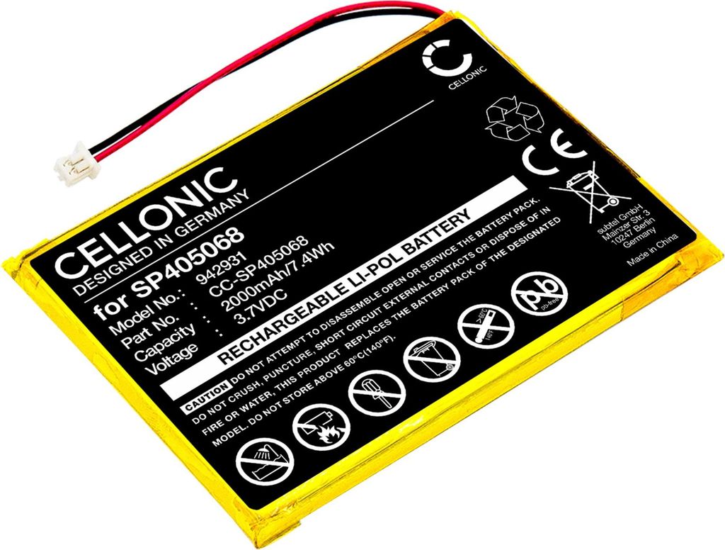 CELLONIC 1x Akku für Babyphone Kompatibel mit LUVION Supreme Connect, Prestige Touch, SP405068 - (2000mAh , 3.7V)